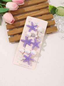 1 Set Cute Ocean Elements Hair Clips, Sweet Girl's Starfish Shell Pearl Decor Hair Clips, Suitable For Daily, Beach, Vacation, Side Bangs Clips, Exquisite Hair Accessories - Multicolor - View 10