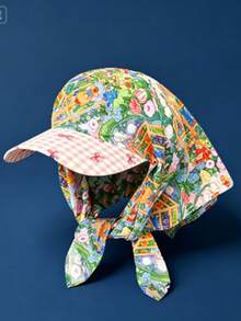 Bandana Style Sun Visor Cap, Retro Print Neck Cover Baseball Hat For Women - Flower Graffiti - View 1
