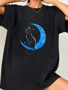 1 Women's T-Shirt With Floral Print And Lettering. - Black 4 - View 1