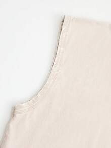 Men's Casual Crew Neck Sleeveless Washed Vest, Made Of 100% Cotton, Perfect For Summer Vacations.  Features A Stylish Print And Y2K Street Style. - 杏色S2 - 查看 4