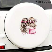 1pc Two Girls Hugging Car Sticker - Durable Fantasy Cartoon Animal Theme Decal For Car, Laptop, Truck, Window, Wall - 1pc - View 5