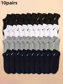 30/20/15/10/5/3/1 Paires de chaussettes courtes de mode minimaliste pour femmes en noir, blanc et gris, chaussettes douces, mignonnes et fraîches, chaussettes courtes polyvalentes pour femmes, chaussettes courtes légères et respirantes pour hommes, chaussettes d'été pour hommes, chaussettes pour hommes, coupe confortable, profitez de l'été pour hommes - Multicolore - Voir 10