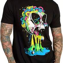 Printed T-Shirt For Men And Women - 黑色 - 查看 1
