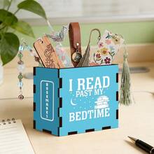 Wooden Bookmark Box - Open-Style Storage Box With Book Page Theme, Suitable Gift For Night Owl Readers & Book Lovers, Home/Office Desktop Decor, Present For Bibliophiles - Multicolor - View 7