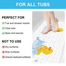 1pc Home Use Side Cutout Anti-Slip Mat, Cartoon Duck Print Playful Design, Textured Massage Soothes Feet, Strong Suction Cup Non-Slip, Washable For Wet & Dry Use - Multicolor - View 4