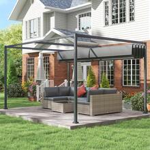 Outsunny 13' X 10' Patio Pergola With Retractable Canopy, Outdoor Sun Shelter, Yard Shade, Dark Grey - Dark Grey - View 8