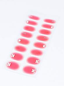 Korallenrosa No-Bake Gel Nagelsticker Nagelölfilm wasserdichte Nagelsticker Sticker einfarbig Frühlingszwiebel-Pulver Sprungfarbe Farbverlauf Vollsticker - Rosenrot - Übersicht 6
