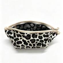 Cotton Coin Purse With Leopard Print And Clasp, Stylish And Unique Compact Card Holder, Portable Storage Bag For Coins And Keys. - 黑色豹紋 - 查看 4