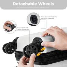 YONSLY 16 Inch Suitcase With Detachable Wheels 360° Combination Lock Double Zipper Soft Rubber Handle Trolley Travel Suitcase For Vacation - 銀色 - 查看 2