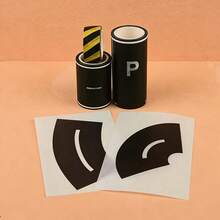 13pcs Handmade Road Sign Tape Set, (Includes 3 Rolls + 10pcs Creative Curved Stickers), Easy-Tear No-Residue Road And Track Washi Tape, Parking Lot Scene Model, Suitable For Smooth Surfaces, Room, Birthday Party, Traffic Theme - One Size Fits All - View 6