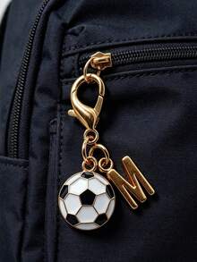 Exquisite Football Pendant Gold A-Z Letter Keychain, Gold Letter Charm, Cute Key Ring Handbag Pendant, Bag Charm, Keychain Bag Accessory, Phone Case Wallet Car Key Accessory - Multicolor - View 5