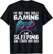 Gaming And Sleeping Funny Gamer Sayings Boys Men Gift Unisex T-Shirt - 黑色 - 查看 1