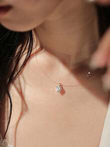 1pc 925 Sterling Silver Cubic Zirconia Infinity Heart Necklace Pendant, Suitable For Women, Exquisite Jewelry Gift - Silver - View 6