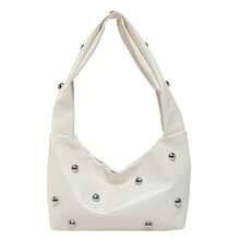 Bolso de mano moderno y versátil para mujer, estilo casual elegante con un toque de alta gama, bolso de hombro estiloso ideal para ir de compras, bolso vintage de alta gama para mujer, nuevo bolso de hombro con remaches para mujer primavera 2026, bolso de mano para ir al trabajo. - Negro - Ver 7