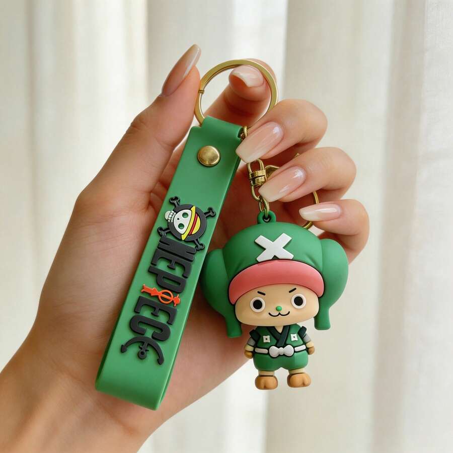 MINISO Chopper Green Keychain, Premium Soft PVC Cartoon Pendant, Y2K Style Backpack Charm, Cute Car Interior Decoration, Handbag Accessory, Travel Luggage Tag, Fun Collectible Gift For Teens, Durable Soft PVC Material - Style 1 - View 1