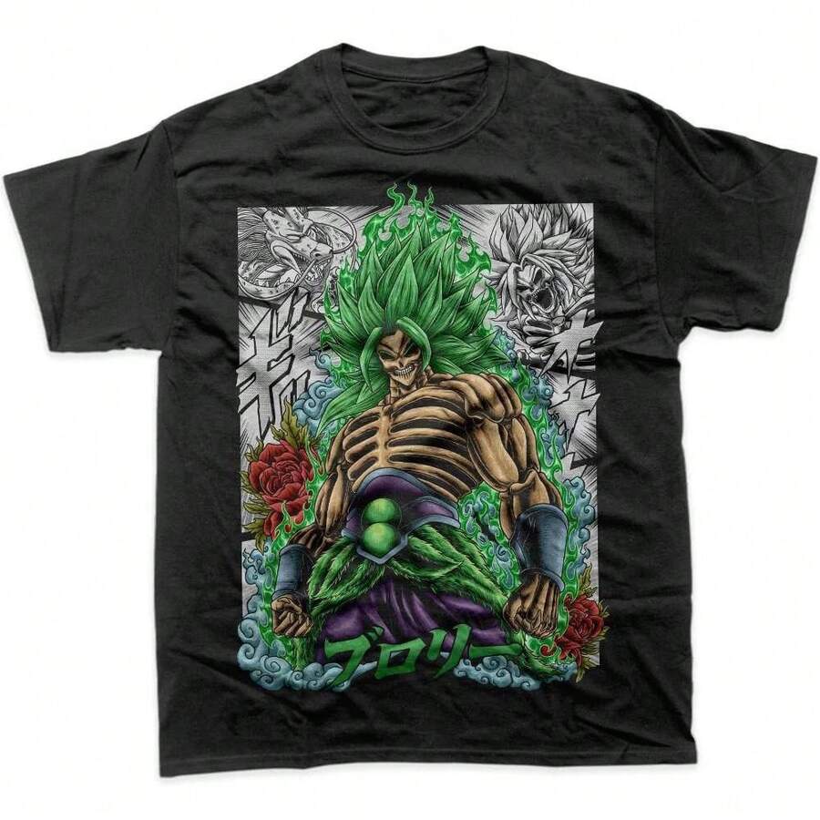 T1 Shenron Graphic T-Shirt, Men's Anime T-Shirt, Summer Fashion 2026, Loose Fit Urban Style, Y2K Top, Streetwear - 紅色和黑色 - 查看 1