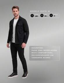 Stylish Men's Jacket With Waterfall Collar, Long Sleeves, Casual Sweatshirt Style With Button Details And Pockets. - 黑色 - 查看 7