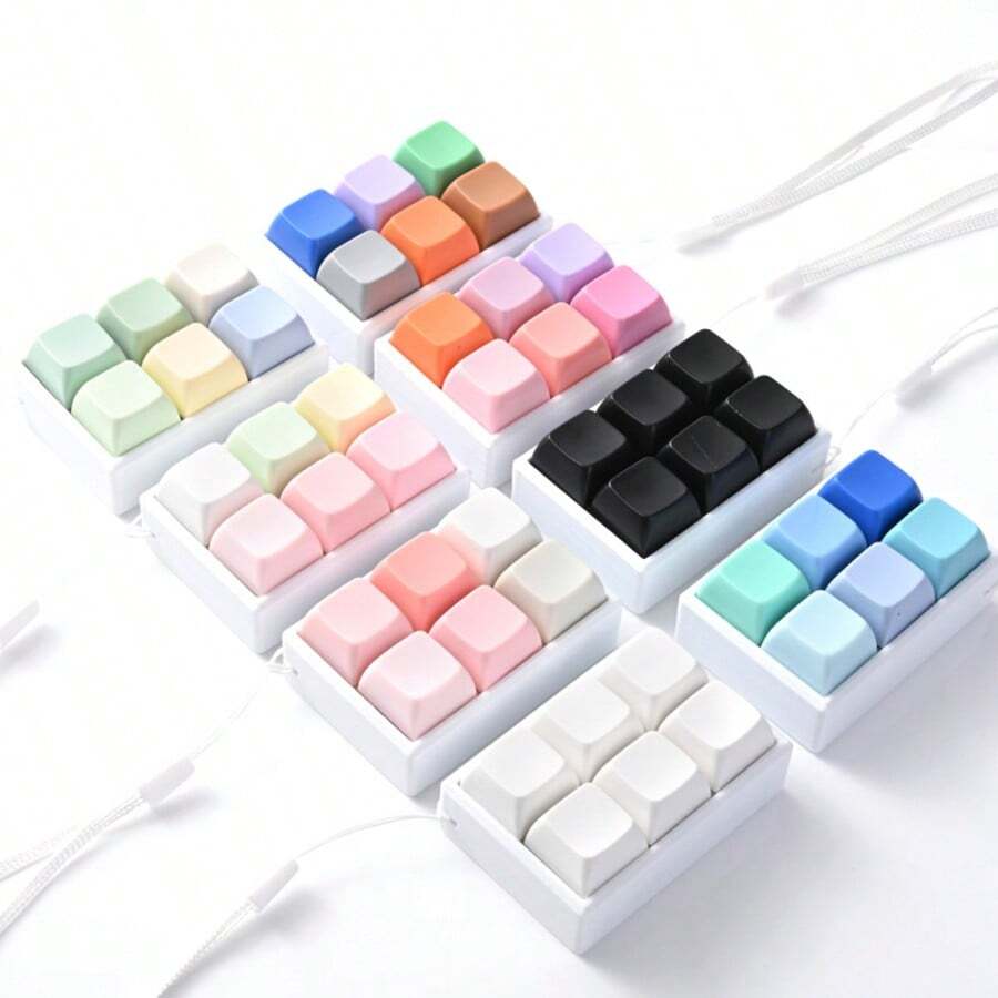 1/2個鍵盤紓壓玩具,鍵盤鑰匙圈紓壓器,紓壓鑰匙圈,鍵盤敲擊紓壓玩具,鍵盤紓壓按鈕,青少年紓壓玩具 - 白色 - 查看 1