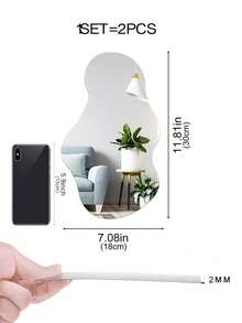 OUTANA 1 pieza Espejo de pared acrílico de forma especial, espejo decorativo de pared de 2 mm de grosor, a prueba de agua, antihumedad, fácil de limpiar e irrompible, adecuado para entrada, dormitorio, sala de estar, baño, espejo de maquillaje, oficina y otras habitaciones, decoración del hogar de primavera - Varios estilos - Ver 11