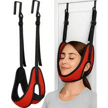 1pc Upgraded Door-Mounted Neck Traction Device, Thickened Neck Support, Breathable Design, 330lbs Weight Capacity, Multiple Colors Available, Portable Adjustable Neck Relaxation Tool, Suitable For Home Daily Use, Comfortable - A - View 3