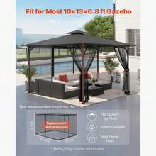 Gazebo Netting Replacement, Fit Most 10 X 13 X 6.8 FT Gazebo Curtain, Outdoor Garden Net, 4-Panel Sidewall Mesh Net, Patio Midge Netting With Double Zipper, Canopy Screen (Netting Only) - 10 X 13 X 6.8 FT - View 2