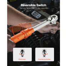 Click Torque Wrench Set, 1/4Inch Drive, 20-240 Lbf-In / 2.3-27.1N.M, Dual-Direction And Dual Range Scales, 72-Tooth, ±3% High Precision, With Bits, Sockets, Adapters, Extension Bar, Orange - 1/4 Inch - View 6