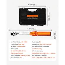 Click Torque Wrench Set, 1/4Inch Drive, 20-240 Lbf-In / 2.3-27.1N.M, Dual-Direction And Dual Range Scales, 72-Tooth, ±3% High Precision, With Bits, Sockets, Adapters, Extension Bar, Orange - 1/4 Inch - View 11