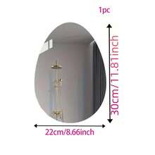 1 pieza Espejo de pared de acrílico transparente sin marco en forma de pera de alta definición para decoración de baño, adecuado para el hogar, habitación de niños, jardín de infancia, restaurante temático y baño - Plateado - Ver 12