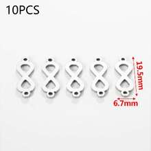 10 Pcs 304 Stainless Steel 18K Gold Plated Hollow Out Double Hole Connectors With Multiple Styles Of Infinity Symbol/Lips/Feather/Heart Paw Print, DIY Accessories For Necklace & Bracelet Making - Connector - View 10