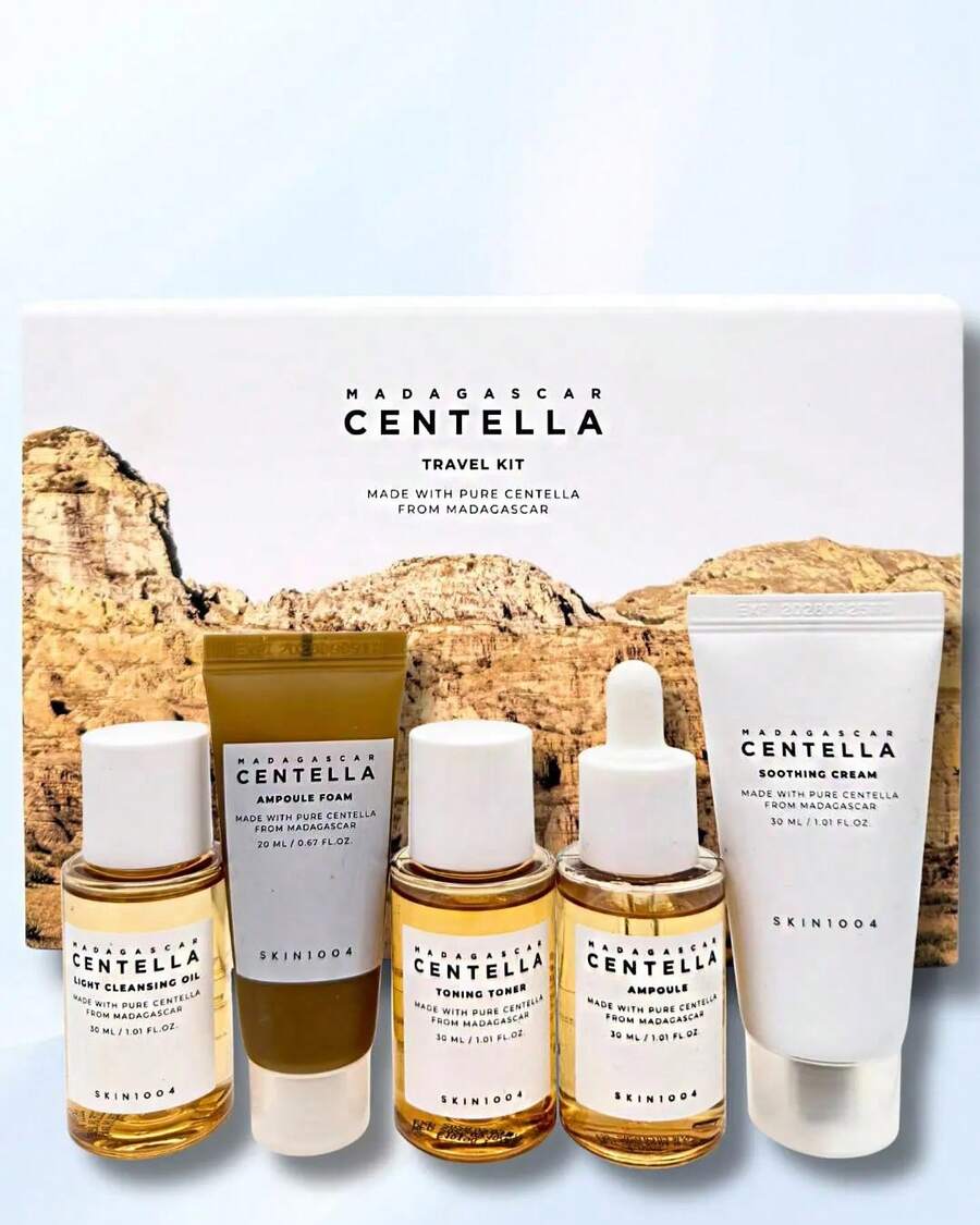 1004 Madagascar Centella Travel Kit, Toner, Ampoule, Soothing Cream, Cleansing Oil, Ampoule Foam, Basic Skincare Box, Compact Size, Gift Sets. - Bộ du lịch Centella của Madagascar - Xem 1