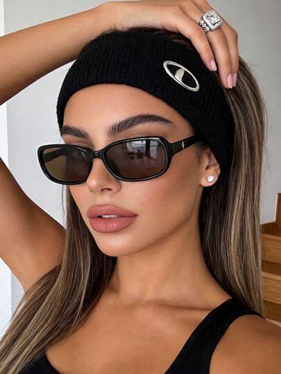 1pc Retro Y2K Oval Women's Fashion Fashion Glasses, Y2K Vintage Narrow Frame Cat Eye Fashionable Fashion Glasses, European And American Oval Small Frame Fashionable Fashion Glasses, Luxury Metal Logo Retro Sexy Daily Styling Fashion Glasses, Summer Holiday Beach Accessory Fashion Glasses, Women Outdoor Driving Fashion Glasses