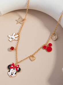 1pc Cute Cartoon Disney Mickey Mouse Oil Drop Alloy DIY Pendant Necklace, Minimalist Niche Design - Multicolor - View 2