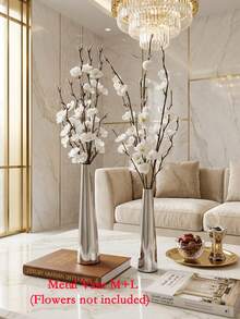 Elegant Metal Vase, Paired With Plum Blossoms,Small Flower Vase, Gold Vase, Metal Construction-For Wedding Table Centerpiece Decorations, Candlelight Dinner Table Decorations,Home Decor,Room Decor,Best Friend Gift,Female Gift,Winter Gift. - Silver Long Tubes - View 13