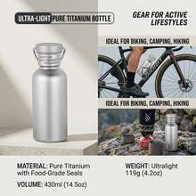 1pc Titanium Outdoor Camping Water Bottle, Leak-Proof Portable Bicycle Water Cup, Sandblasted Finish - Silver - View 4