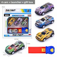 Random Pullback Metal Mini Toy Race Car With Track Launcher, Racing Car Toy Set, Fussy Toy, Suitable For Children Aged 3 And Up Metal Toy Car Series - Metal Racing Cars - The Ideal Gift For Children - Birthday/Christmas Gifts - Multicolor - View 11