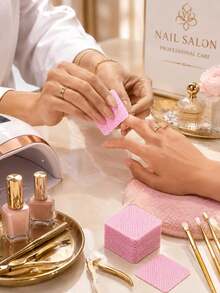 1000pcs Lint-Free Nail Polish Remover Pads - Acetone Resistant, Suitable For Nail Preparation And Gel Nail Removal, Can Be Used For Eyelash Extensions, Waterless Nail Cleaning, Suitable For Salon And Home Use, Pink Lint-Free Nail Wipes, Disposable Nail Polish Remover Pads, Non-Woven Nail Pads - Multicolor - View 11
