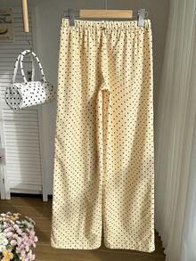 Pantalones rectos de pierna ancha con estampado de leopardo blanco casual y sueltos para mujer, adecuados para primavera/verano, viajes diarios, citas, reuniones, otoño/invierno, Navidad, Año Nuevo, Acción de Gracias, fiestas, bodas, playa, ce - Amarillo - Ver 3