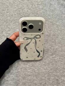 INS韓風蕾絲鏡面星星蝴蝶結手機殼，適用於 iPhone 17 Pro Max、Apple 15、16 Plus - 白色 - 查看 4