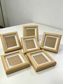 4英寸方形镂空相框，木质DIY展示架，创意桌面家居装饰，迷你艺术画框，用于展示绘画作品 - 方形 - 查看 1