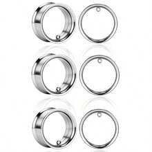 3對/6件 DIY 耳洞擴孔隧道耳塞耳飾 女款 316手術鋼耳墜耳塞配件 低過敏雙喇叭口耳擴孔塞 - 圓形 - 查看 14