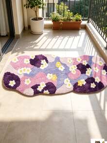 Faux Wool Green Moss Flower Carpet, Soft Plush Rug For Girl's Bedroom, Nordic Style Living Room Carpet, Asymmetrical Shaped Non-Slip Floor Mat - Multicolor 5 - View 16