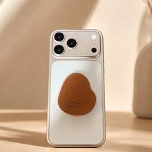 Vintage Amber Color Mobile Phone, Minimalist Heart-Shaped Phone Stand - Cute Brown Phone Stand Holder, Aesthetic Phone Accessory, Minimalist Heart-Shaped Phone Stand Holder - Fashionable Minimalist Brown Phone Stand Holder For Daily Use, Cute Heart-Shaped Phone Stand Holder - Soft Minimalist Daily Makeup Mirror Phone Accessory - Brown - View 8