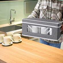 homyfort Caja para organizador contenedores porcelana con divisores para 12 café y té resistente y apilable - Gris - Ver 5