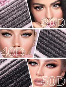 640 Pcs 30D+40D+50D DIY Eyelash Extension Faux Mink False Eyelashes - Premium D Curl Natural Volume Individual False Eyelashes, Suitable For DIY Eyelash Extension - Reusable, Lightweight And Easy To Apply - C - View 2