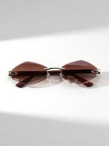 Visivana 1 paire de lunettes de mode femme à verres géométriques sans monture avec bords personnalisés, style de rue glamour. Convient pour le défilé, la fête, le cadeau - Multicolore - Voir 6