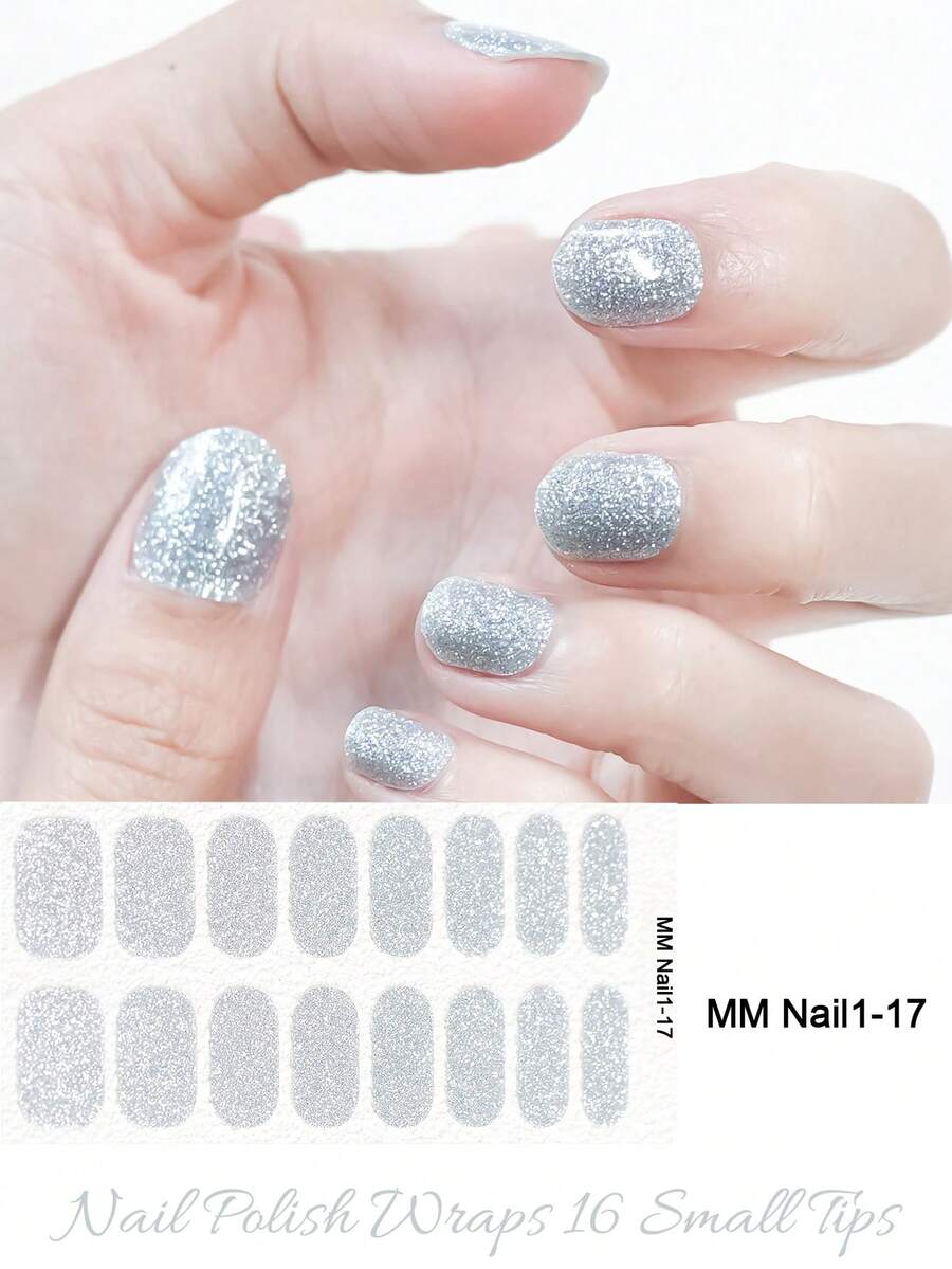 1 foglio di strisce per unghie adesive, decorazioni per unghie fai-da-te con glitter, adesivi per unghie intere, arte per unghie, adatti per donne e ragazze