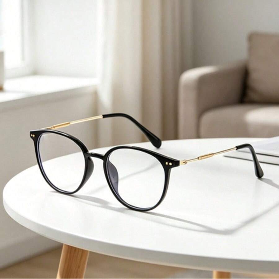 1 Piece Round Eyeglasses For Women, Sleek Black Frame With Clear Lenses, Retro Intellectual Vibe, Versatile For Summer Beach Days, Graduation Season Events, Travel Trips, Vacation Getaways, Camping Adventures, Casual Daily, Outdoor Activities And Everyday Outfits, Perfect Holiday Gift For Women To Elevate Any Occasion Look - 亮黑色 - 查看 1