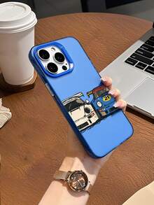 1pc Ins Style Blue Racing Car #21 Shockproof Soft Phone Case, All-Inclusive Protection Cover, Unique American Street Style, Best Gift Choice, Compatible With IPhone 17/17Pro/17ProMax/16/11/16Plus/16ProMax/16e/15ProMax/13/14/12/14ProMax/12ProMax/13ProMax/12Pro/13Pro/14Pro - Blue Frames, Translucent Sand Blue - View 4