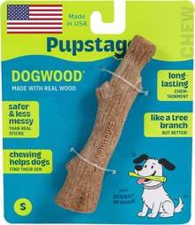 Small 5.4 Inch Dogwood Dog Chew Toy Made In USA, Real Wood Blend Natural Flavor & Texture For Moderate Chewers, Durable Healthy Alternative Chew Bone For Small Dogs - 山茱萸(棕色) - 查看 8