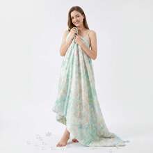 1pc Digital Printing Cooling Quilt - High-End Luxurious Super Soft Cooling Summer Quilt, Lightweight And Suitable For All Seasons, Featuring Modern Fresh Floral Patterns, 100% Polyester, Machine Washable, Suitable For Single/Double Bed, Hotel, Camping And Home Decor, Hotel-Level Luxury Bedding | Modern Quilting Design | - Mint Green - View 3